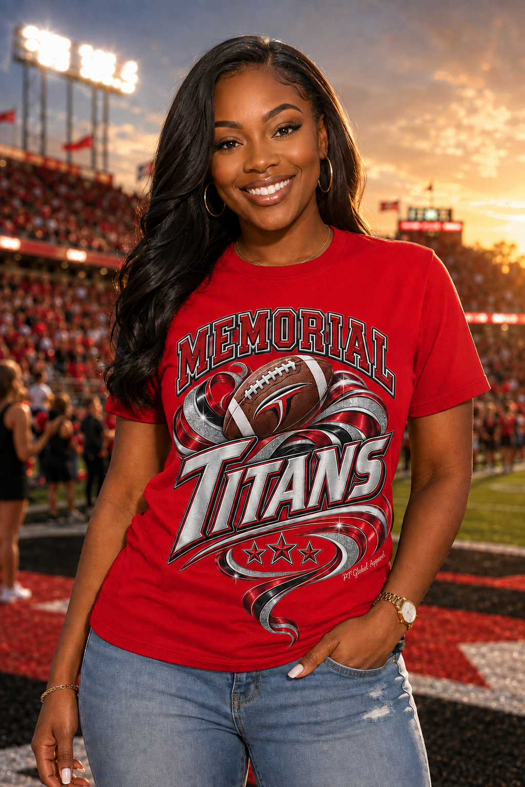 Memorial Titans" Football Pride Graphic Tee