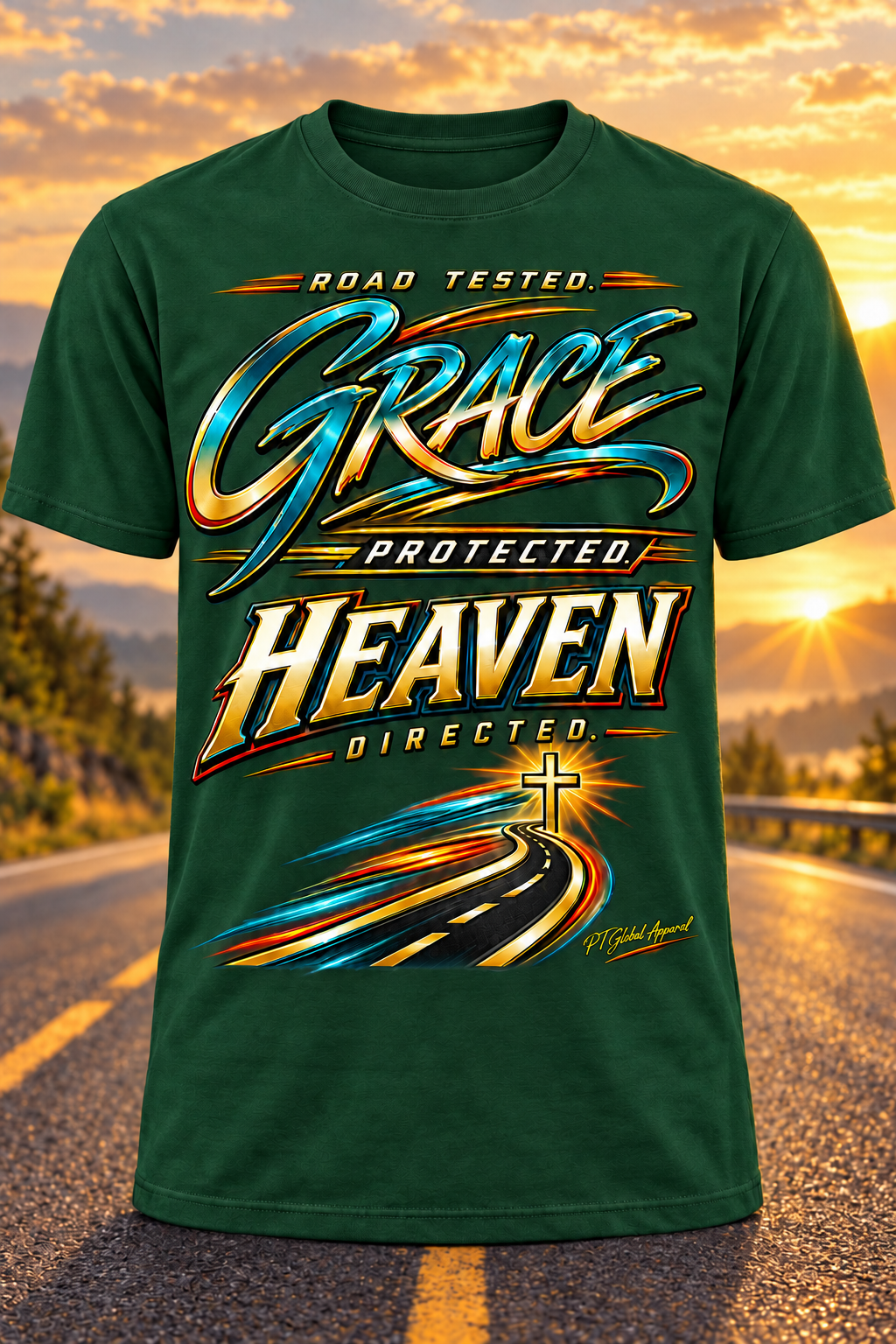 "Grace Protected. Heaven Directed." Christian Biker T-Shirt