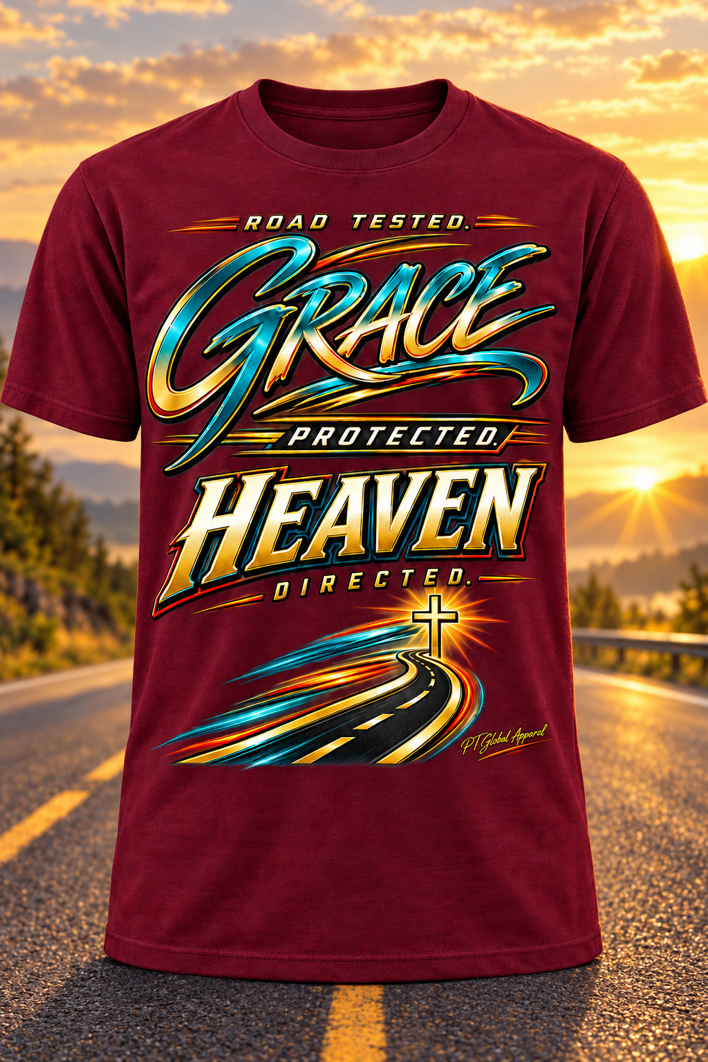 "Grace Protected. Heaven Directed." Christian Biker T-Shirt