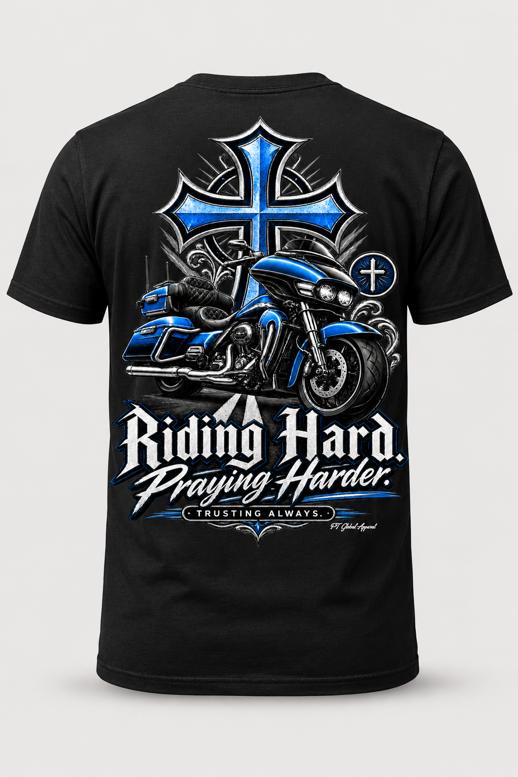 "Riding Hard. Praying Harder." Biker Bagger T-Shirt
