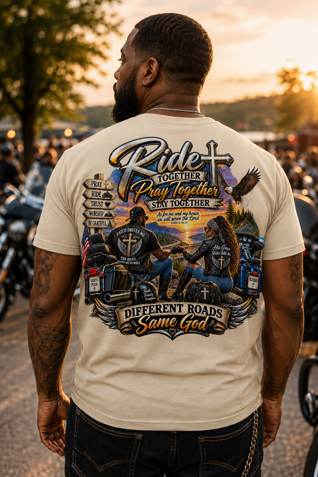 "Ride Together, Pray Together" Faith-Based Biker T-Shirt
