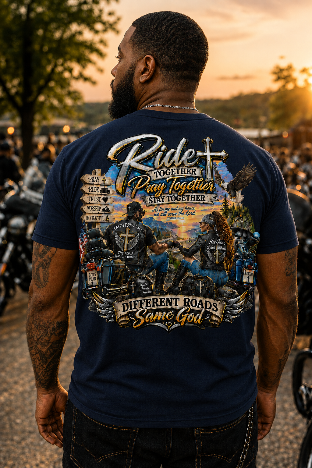 "Ride Together, Pray Together" Faith-Based Biker T-Shirt