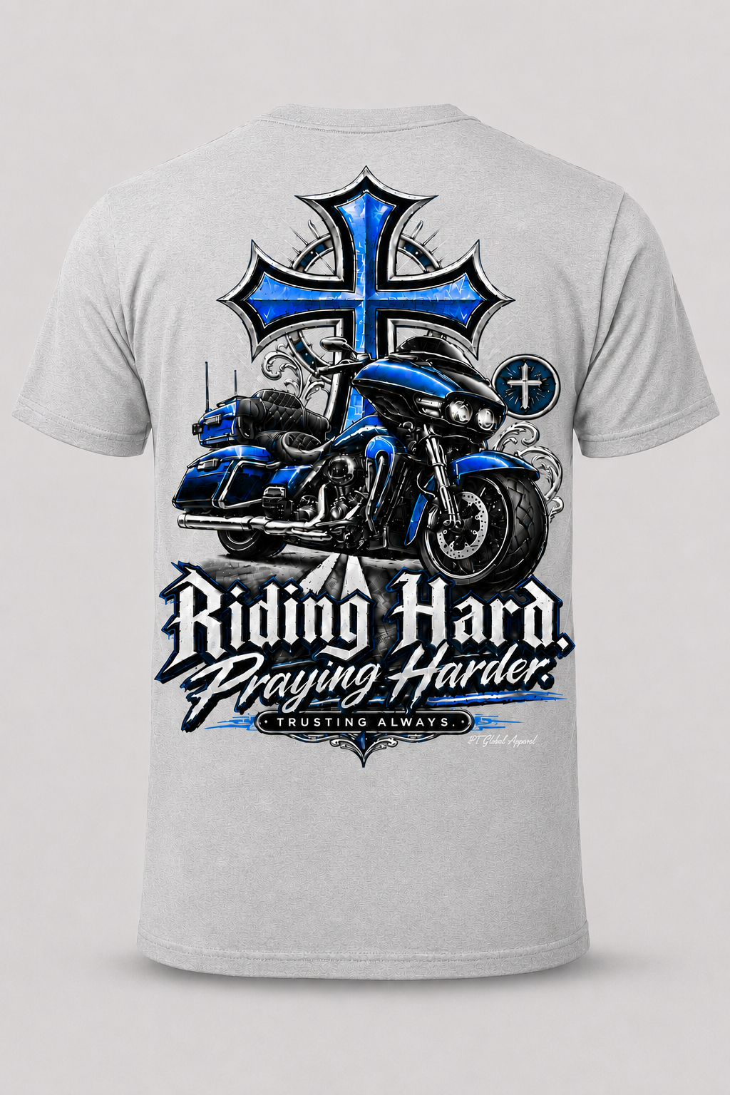 "Riding Hard. Praying Harder." Biker Bagger T-Shirt