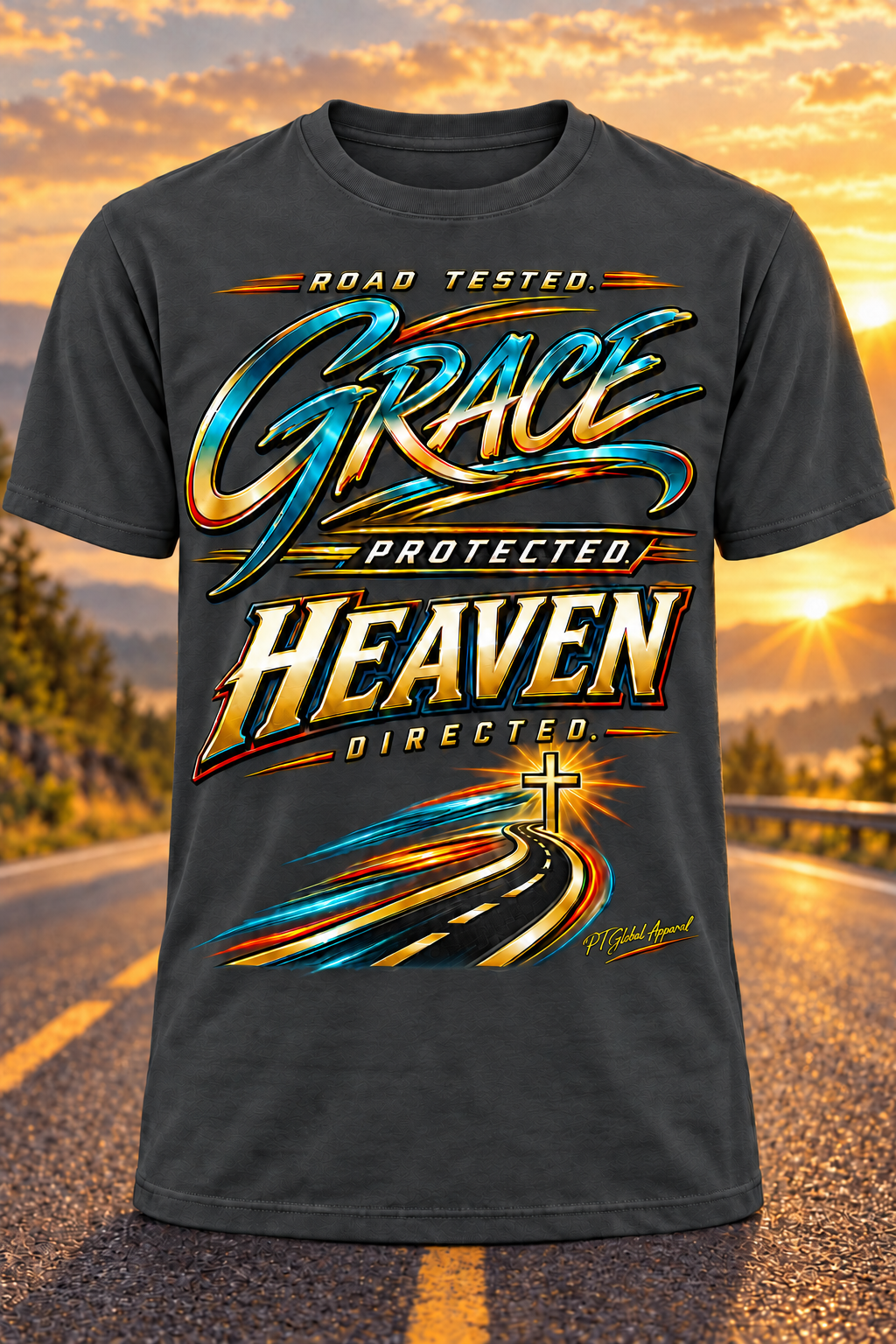 "Grace Protected. Heaven Directed." Christian Biker T-Shirt