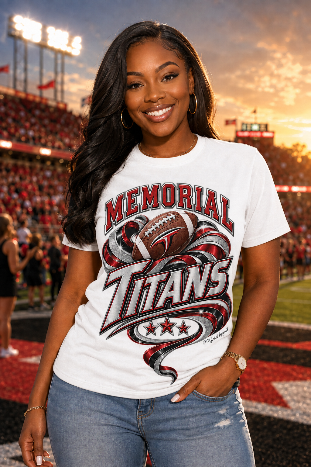 Memorial Titans" Football Pride Graphic Tee