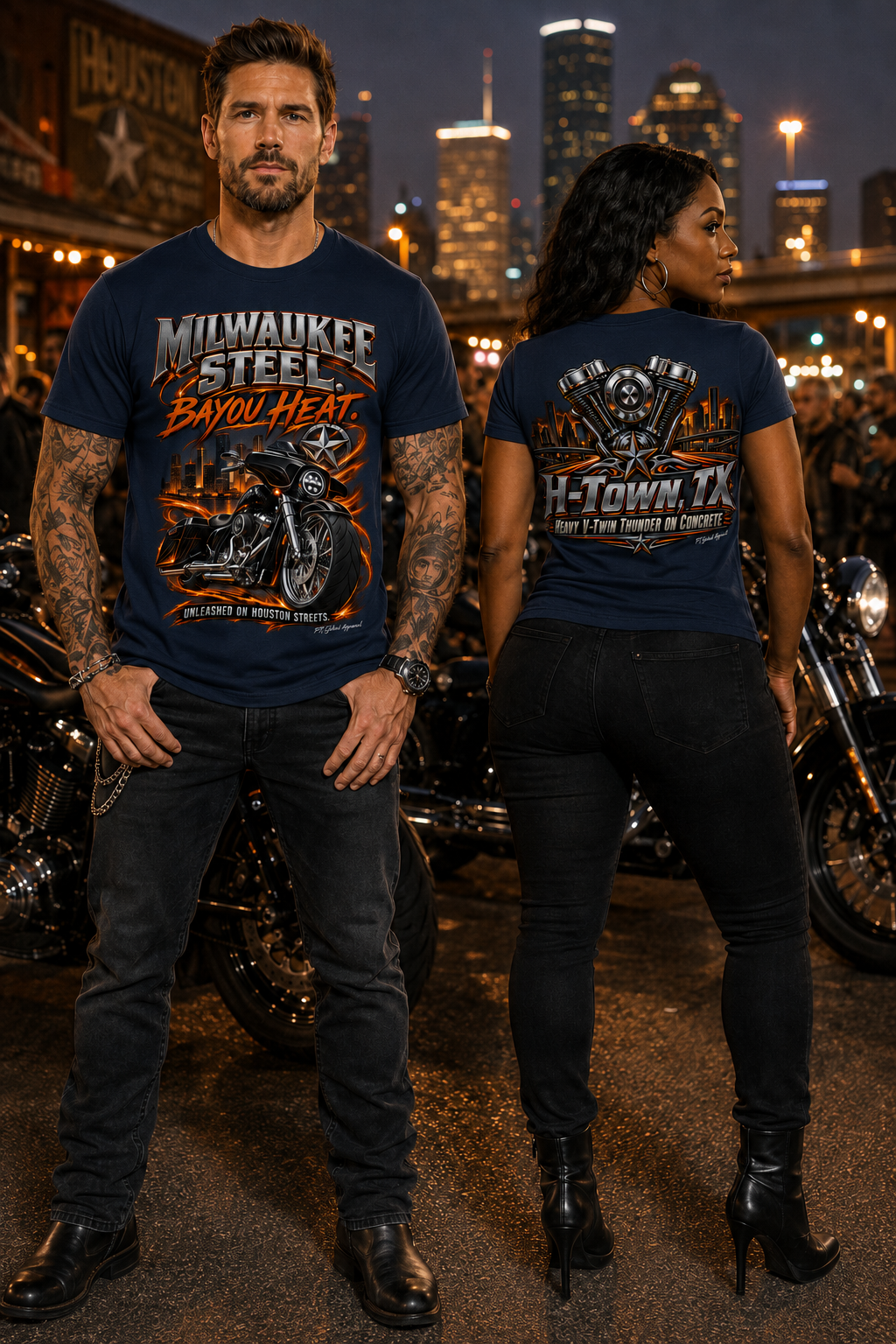 Milwaukee Steel. Bayou Heat." Houston Bagger Tee