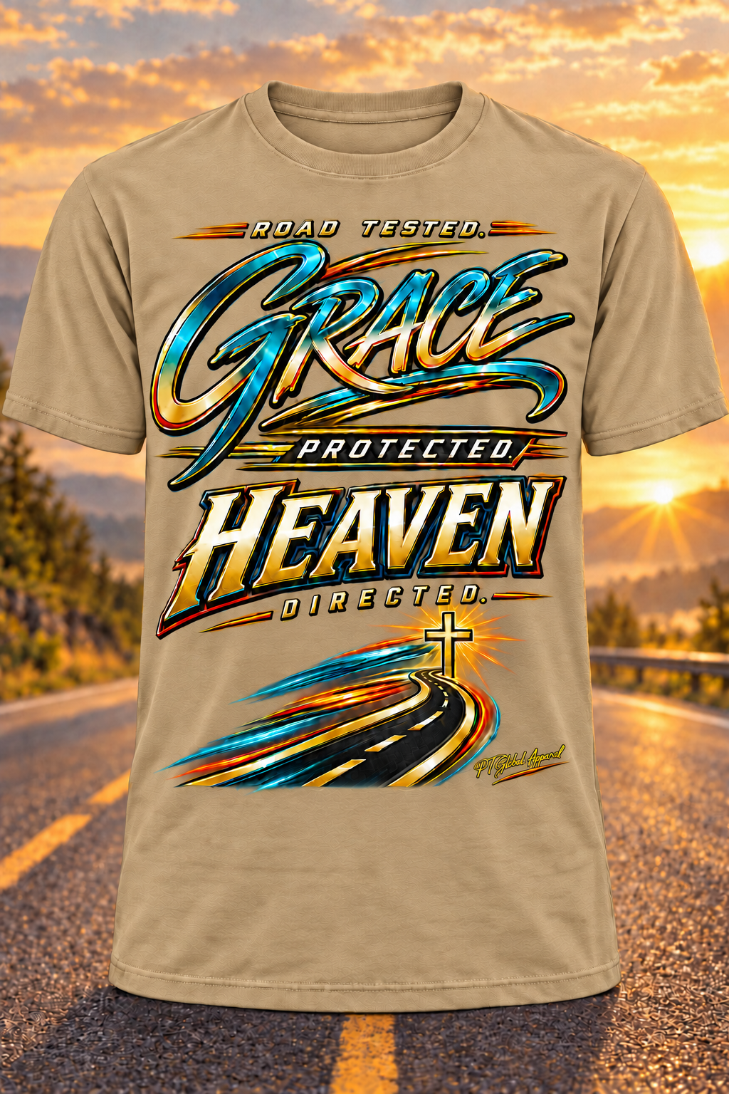 "Grace Protected. Heaven Directed." Christian Biker T-Shirt