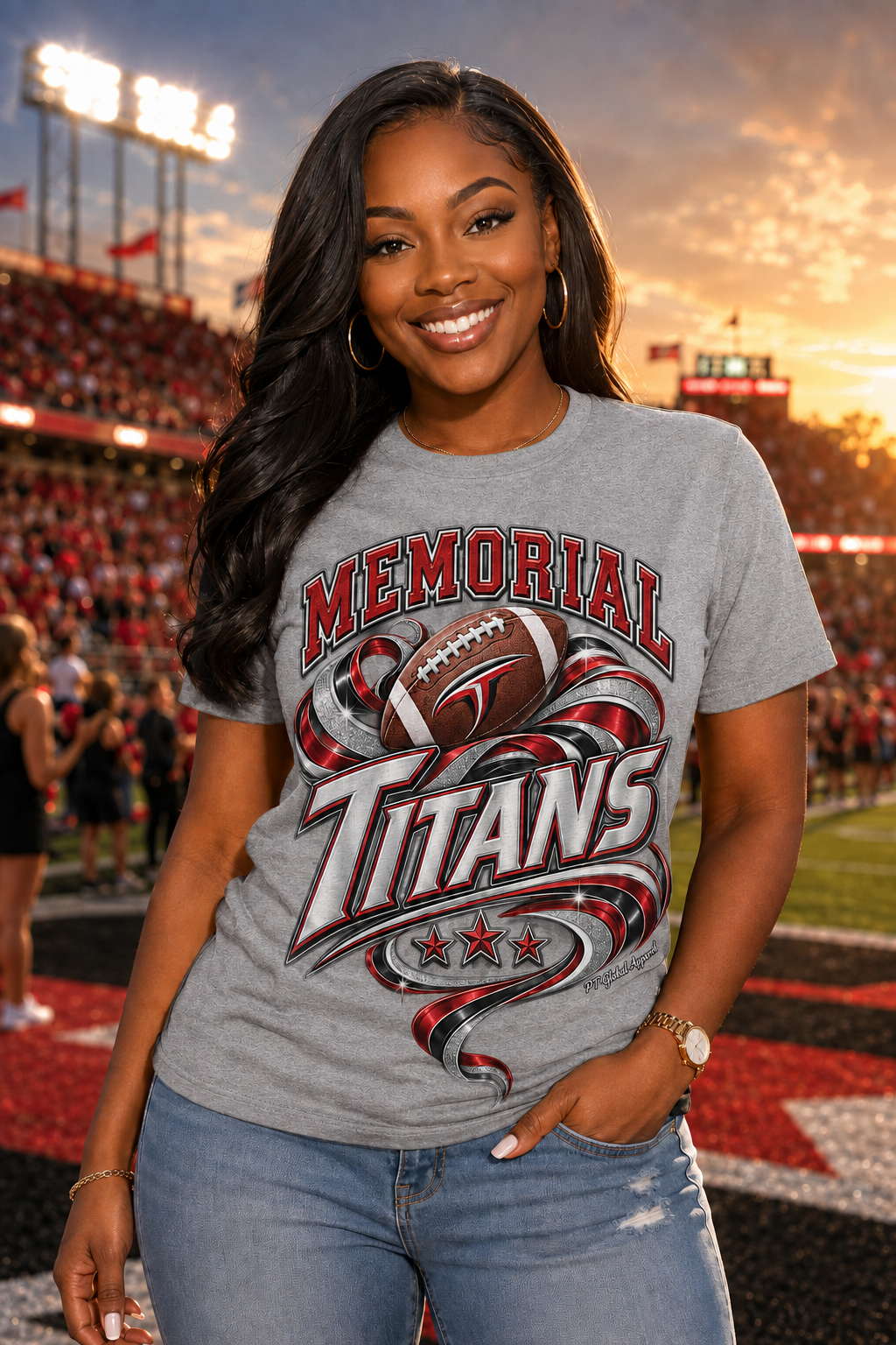 Memorial Titans" Football Pride Graphic Tee