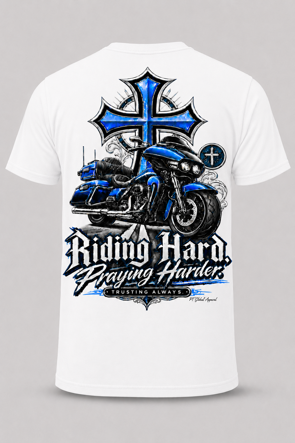 "Riding Hard. Praying Harder." Biker Bagger T-Shirt
