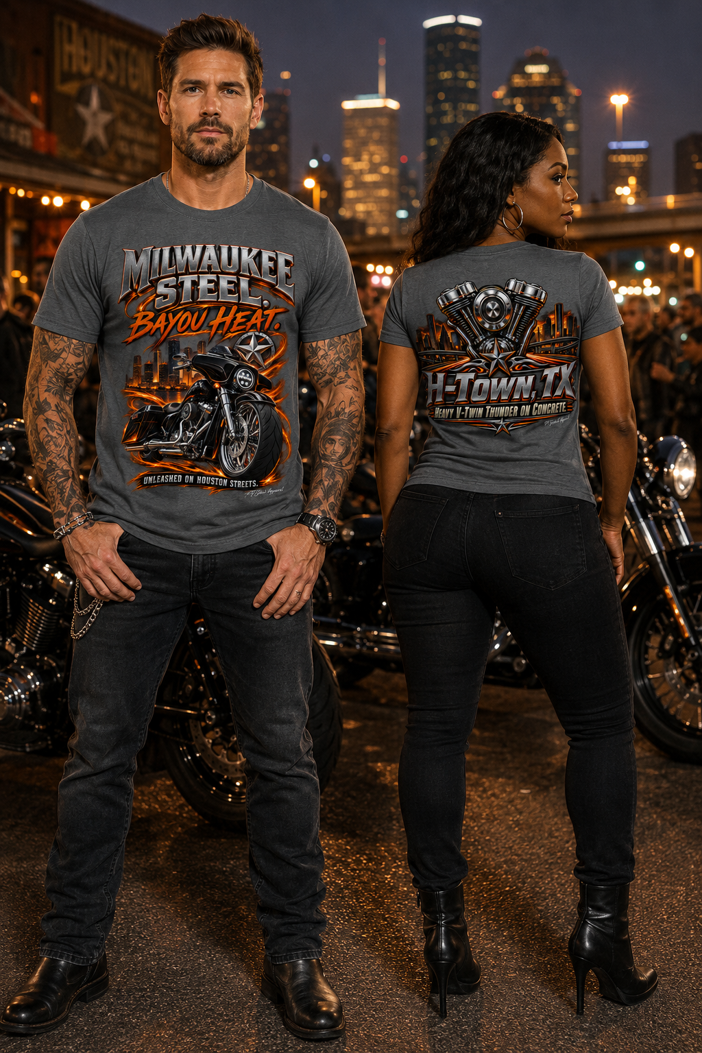 Milwaukee Steel. Bayou Heat." Houston Bagger Tee