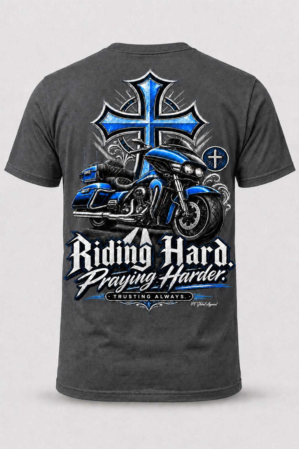 "Riding Hard. Praying Harder." Biker Bagger T-Shirt