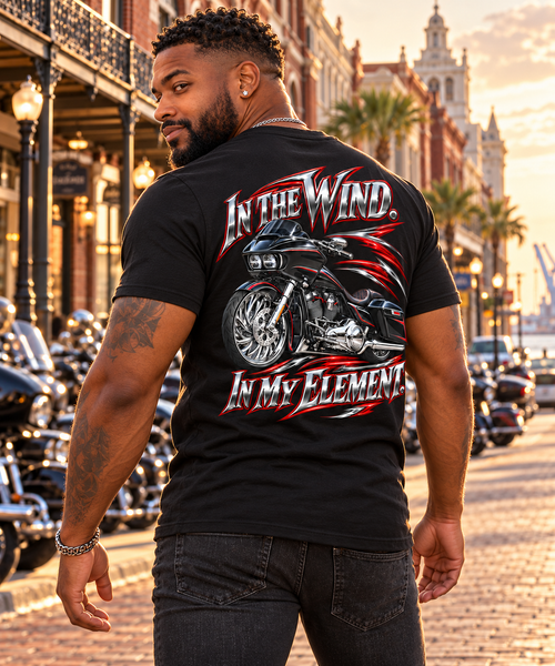 "In The Wind. In My Element." Biker T-Shirt