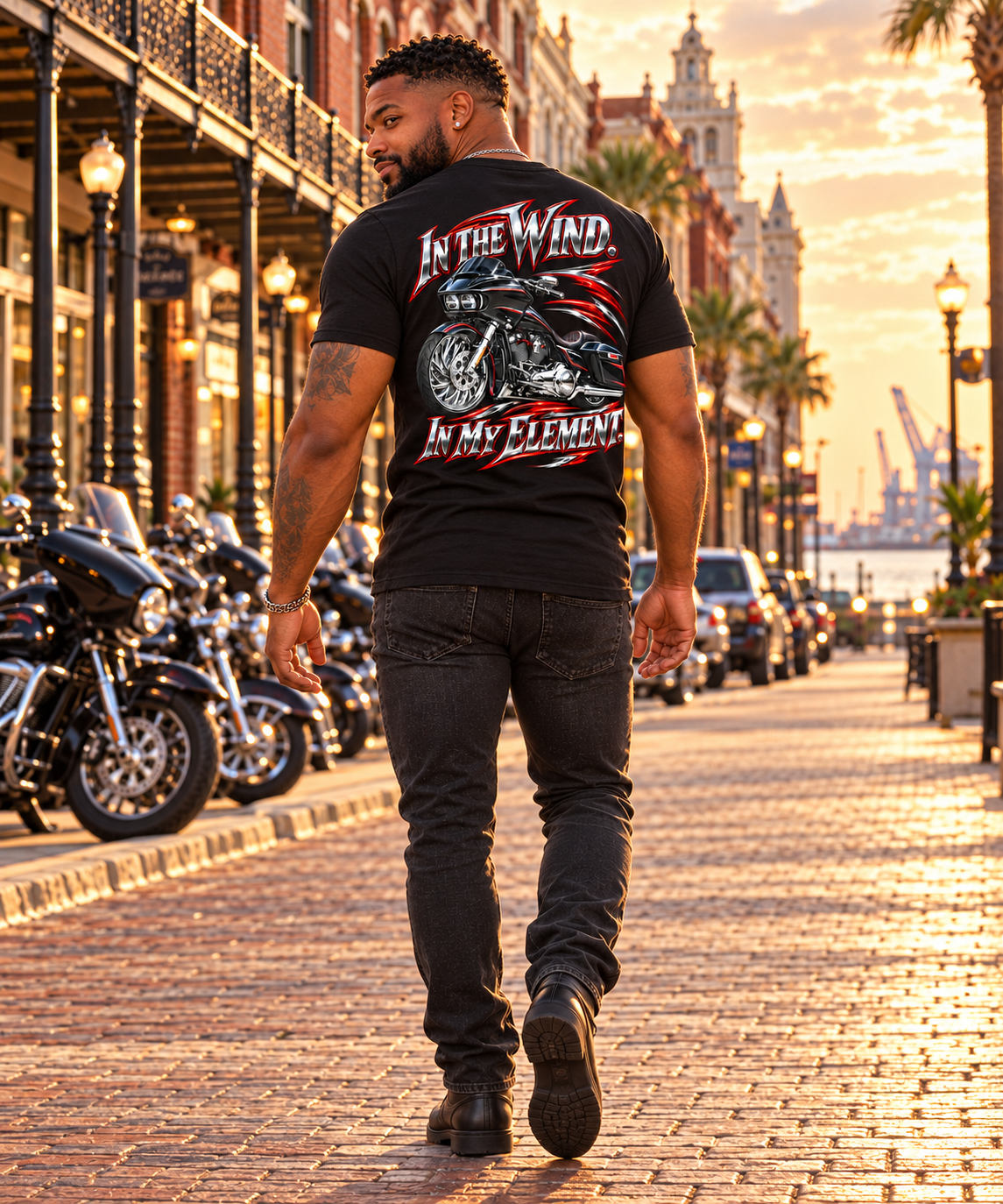 "In The Wind. In My Element." Biker T-Shirt